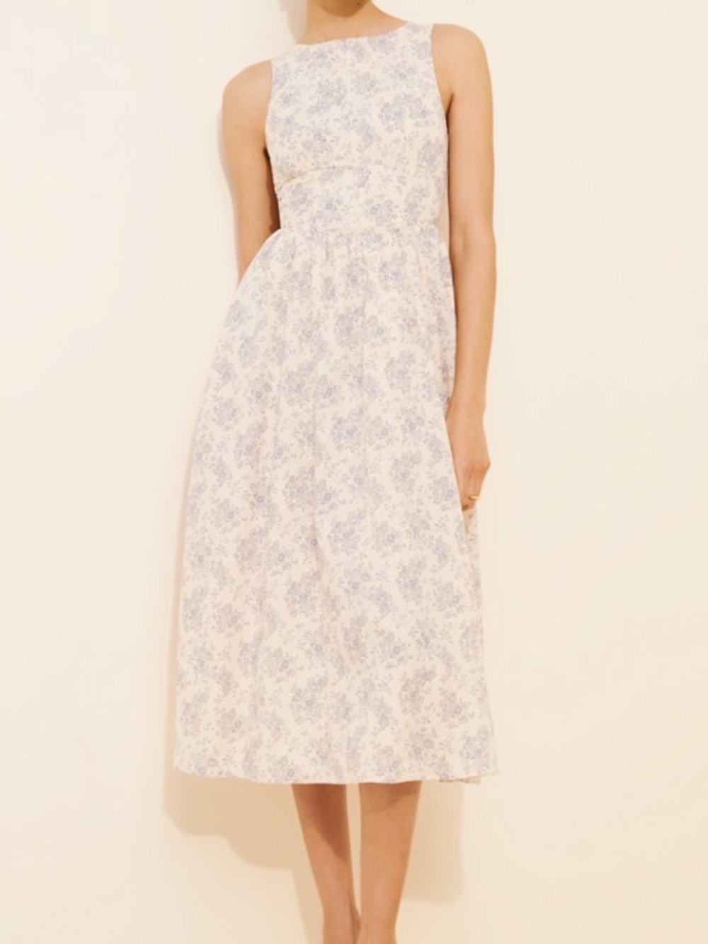 Lulus Talia Toile Midi Dress in Ivory
